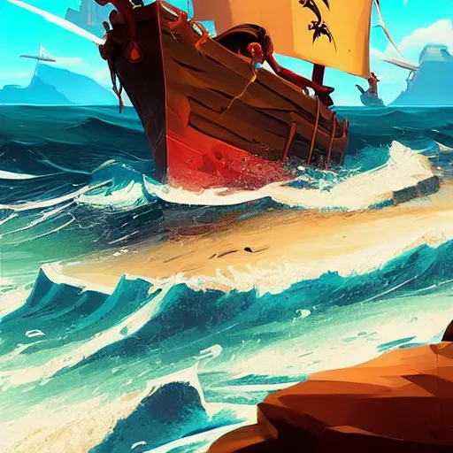 Image similar to painting treasure on sea of thieves game smooth median photoshop filter cutout vector, behance hd by jesper ejsing, by rhads, makoto shinkai and lois van baarle, ilya kuvshinov, rossdraws global illumination