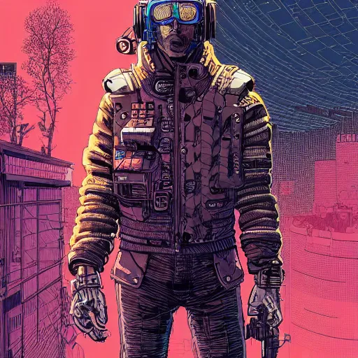 Image similar to stunningly intricate illustration of a cyberpunk explorer with active camo, highly detailed, midnight, by josan gonzalez, victo ngai, moebius, laurie greasley