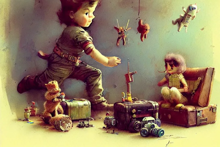 Image similar to adventurer ( ( ( ( ( 1 9 5 0 s retro future living room. muted colors. toys laying around ) ) ) ) ) by jean baptiste monge, chrome red