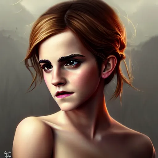 Prompt: Portrait emma watson, D&D, fantasy, intricate, highly detailed, digital painting, trending on artstation, sharp focus, illustration, style of Stanley Artgerm