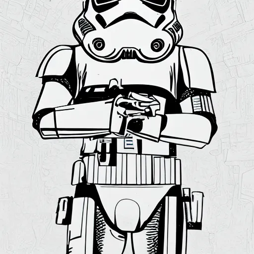 Image similar to detailed portrait of a storm trooper holding a long sandwich, extremely detailed and intricate, 8 k illustration