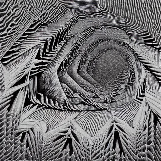 Image similar to things that are hard to think about dancing with rare and unusual ideas while ordinary boring sorts through a box of old memories on the shores of vast wonder and amazement, artists m. c. escher and alex grey, intricately detailed, three dimensional optical illusion, ambient occlusion, volumetric light
