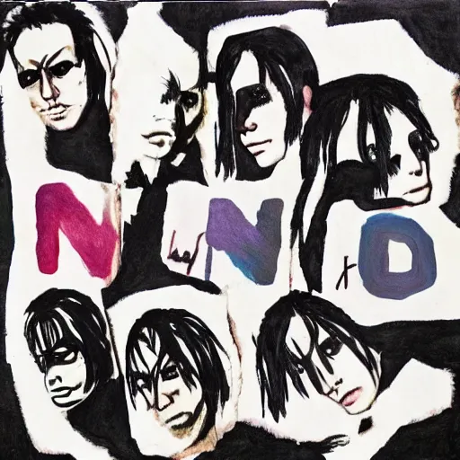 Prompt: nine ich nails album cover, drawn by kids,