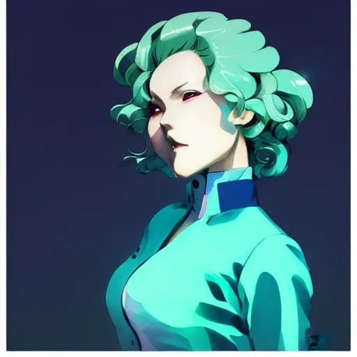 Image similar to tatsumaki aqua wearing a jacket, trending on pixiv, light and shadow effects, intricate, highly detailed, digital painting, art station, concept art, smooth, sharp focus, illustration, advanced digital anime art, atmospheric lighting, detailed face, by wlop ilya kuvshinov krenz cushart