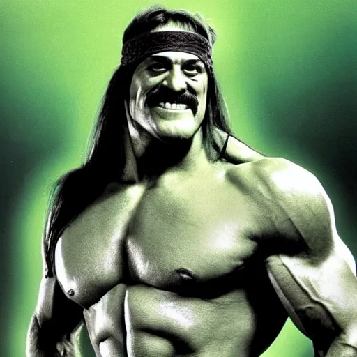 Prompt: hulk hogan as green hulk