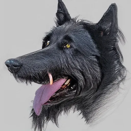 Prompt: highly detailed drawing of a black wolfhound, ferocious, ultra realistic