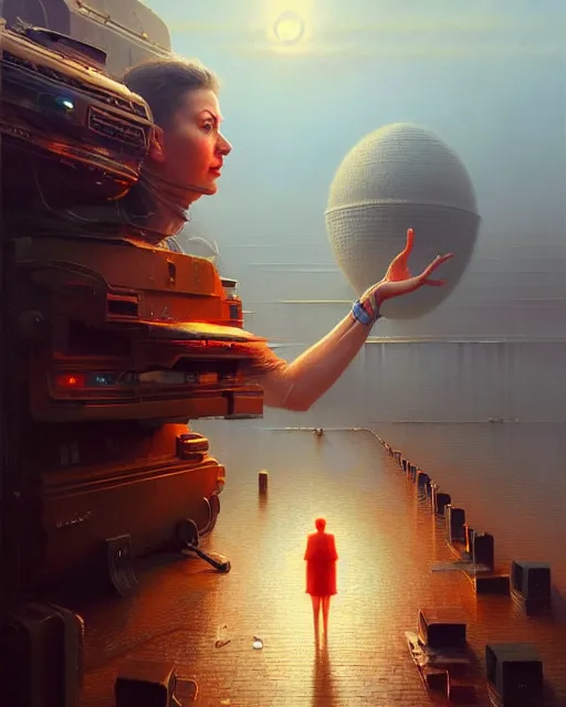 Prompt: a hyper - detailed 3 d render like an oil painting of media narratives as a placebo for conversational, surrealism!!! futurist concept art, lifelike, photorealistic, digital painting, artstation hd, by greg rutkowski, bruce pennington, valentina remenar, rhads, asher duran,