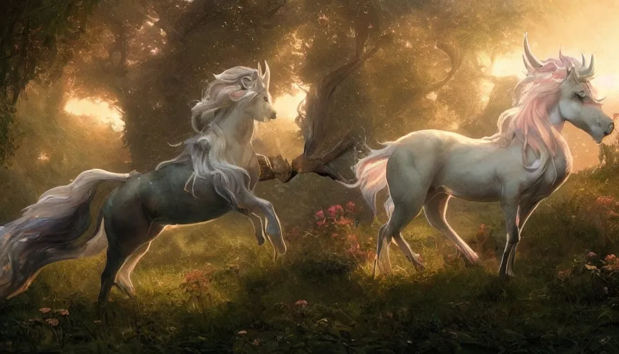 Prompt: a beautiful painting of the last unicorn, ray traced lighting by kalin popov and greg rutkowski