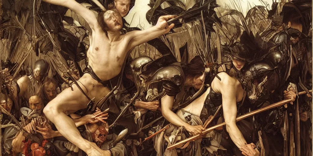 Prompt: masterpiece peremptory sickle of death harvest, masterpiece by Edgar Maxence and Caravaggio and Michael Whelan and Caravaggio artistic, intricate drawing, light brazen, realistic fantasy, extremely detailed and beautiful aesthetic runic face, establishing shot, 8k resolution, dramatic lighting