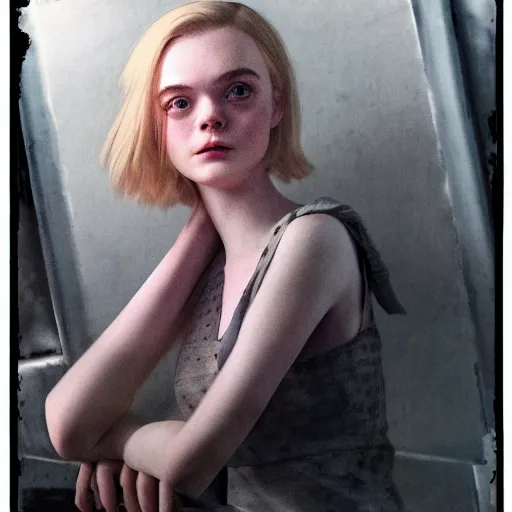 Image similar to portrait of Elle Fanning by Adam Adamowicz in the style of Fallout 3, Kodak Kodachrome film