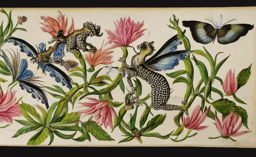 Image similar to painting in the style of maria sibylla merian