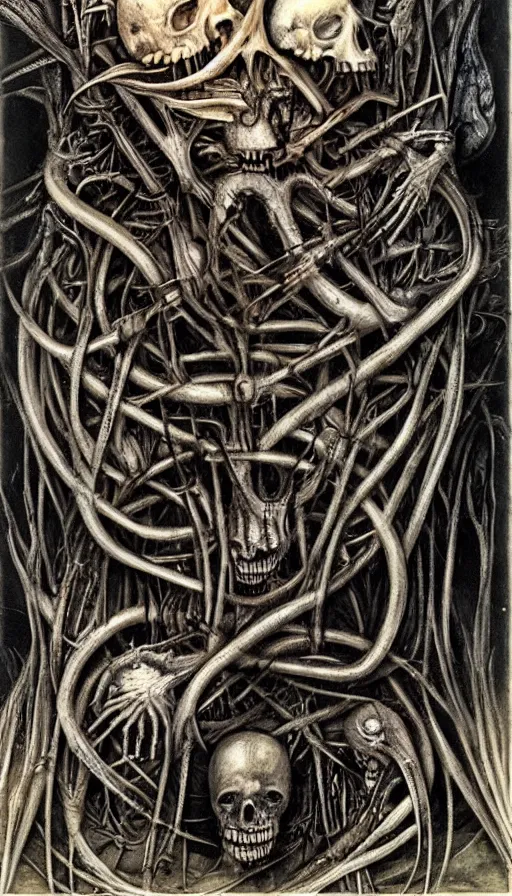 Image similar to life and death mixing together, by hr giger