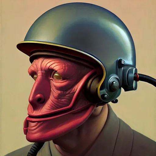 Image similar to Portrait of an engineer with helmet, very coherent, painted by Edward Hopper, Wayne Barlowe, painted by James Gilleard, airbrush, art by JamesJean