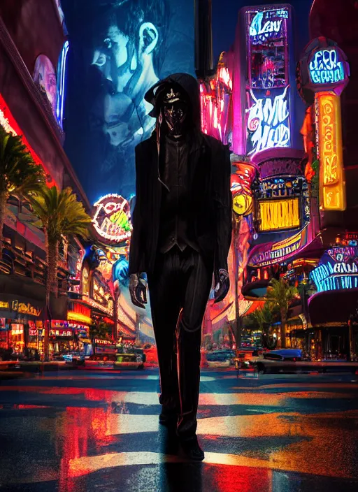 Prompt: 35mm kodak portra photograph of a shadowrun vampire on the Las Vegas strip at night by tomer hanuka and tom bagshaw, handsome face, blood, urban fantasy, hyper realism, high detail, octane render, 8k, trending on artstation, CGsociety, concept art