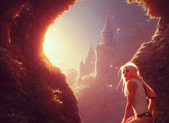 Image similar to highly detailed portrait of britney spears, stephen bliss, unreal engine, fantasy art by greg rutkowski, loish, rhads, ferdinand knab, makoto shinkai and lois van baarle, ilya kuvshinov, rossdraws, tom bagshaw, global illumination, radiant light, detailed and intricate environment