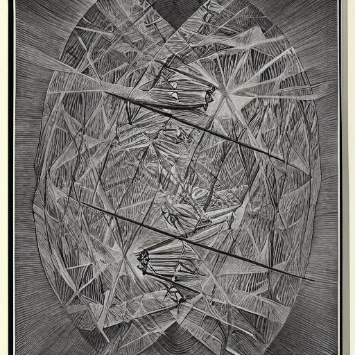 Image similar to science poster, spatial space deformation in latent space, math art, by jamnitzer and gustave dore and mc escher