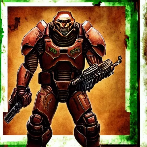 Image similar to doomguy from doom 3