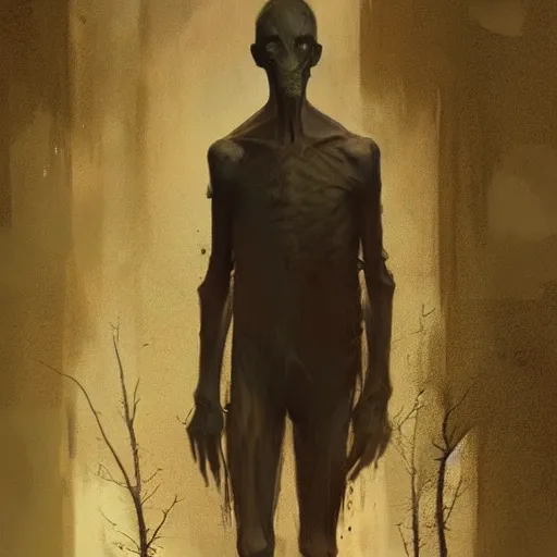 Prompt: a skinny pale man with long arms,digital art,art by greg rutkowski,creepy,eerie