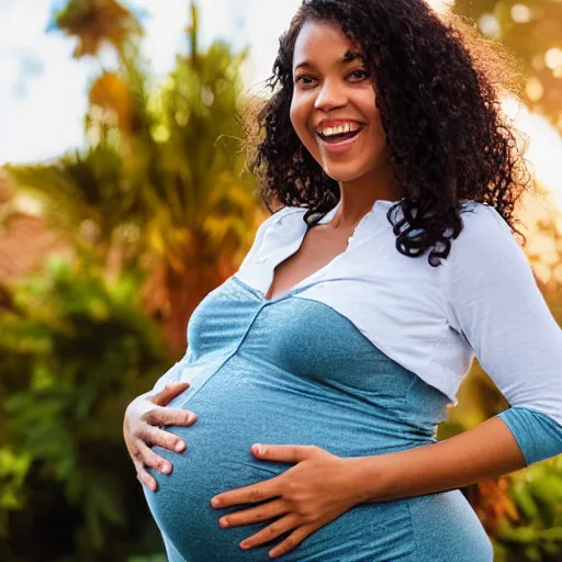 Image similar to zesty woman smiling big while pregnant