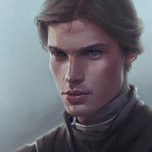 Prompt: portrait of a man by Greg Rutkowski, Anakin Solo from the Star Wars Expanded Universe, highly detailed portrait, digital painting, artstation, concept art, smooth, sharp foccus ilustration, Artstation HQ