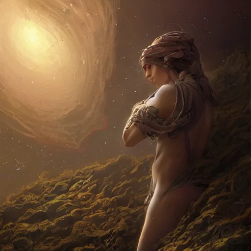 Image similar to epic portrait an giant floating creature in space without legs, stars, dark, glowing, digital painting, artstation, concept art, soft light, hdri, smooth, sharp focus, illustration, fantasy, intricate, elegant, highly detailed, D&D, matte painting, in the style of Greg Rutkowski and Alphonse Mucha and artemisia, 8k, highly detailed, jurgens, rutkowski, bouguereau, pastoral, rustic, georgic