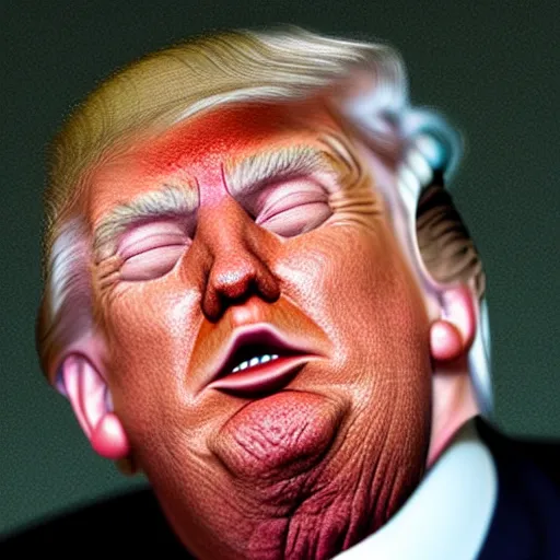 Image similar to donald trump crying, photorealistic