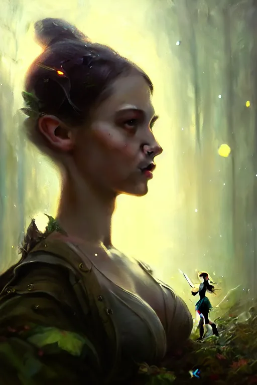 Image similar to cinematic shot of an epic portrait of a fairy dressed in military clothes, shiny skin, beautiful eyes, beautiful, small details, night setting, realistic poster with volumetric light from craig mallism, artgerm, jeremy lipkin and michael garmash, unreal engine, radiant light, detailed and complex environment, digital art, trends at art station, a masterpiece