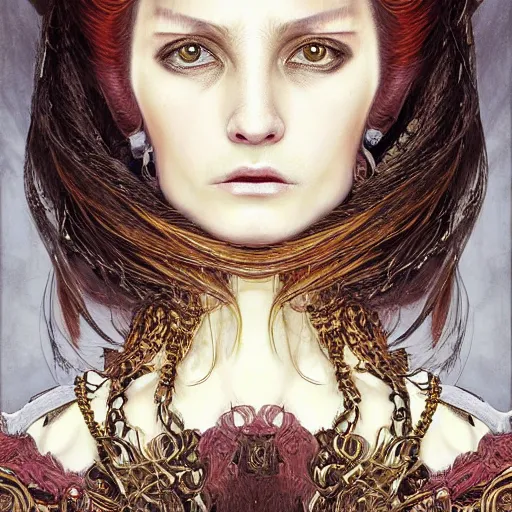 Image similar to portrait, headshot, insanely nice professional hair style, dramatic hair color, digital painting, of a old 17th century, old cyborg merchant, Roman Senator, amber jewels, baroque, ornate clothing, scifi, realistic, hyperdetailed, chiaroscuro, concept art, art by Franz Hals and Jon Foster and Ayami Kojima and Amano and Karol Bak,