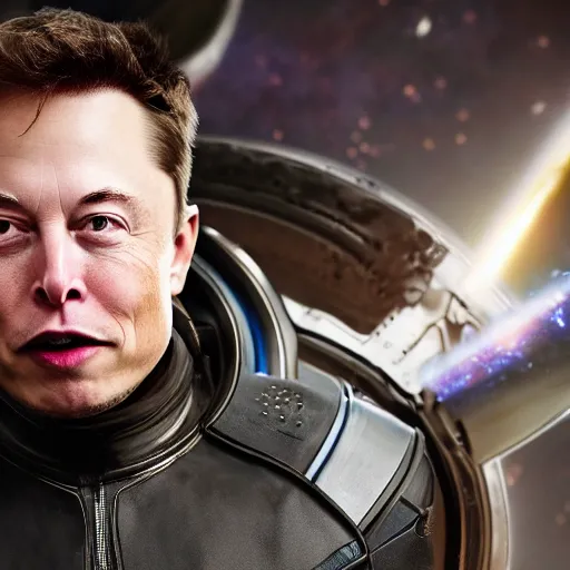 Image similar to Elon Musk in Gaurdians of the Galaxy, highly detailed, high quality, HD, 4k, 8k, Canon 300mm, professional photographer, 40mp, lifelike, top-rated, award winning, realistic, sharp, no blur, edited, corrected, trending