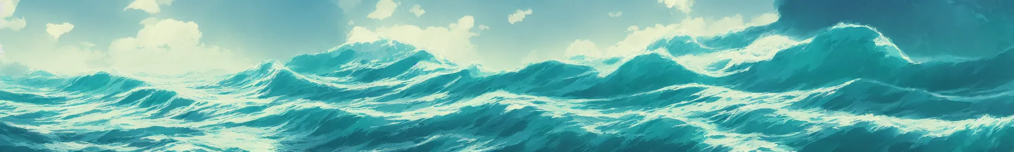 Image similar to reflective waves, teal, turqoise, by studio ghibli and greg rutkowski