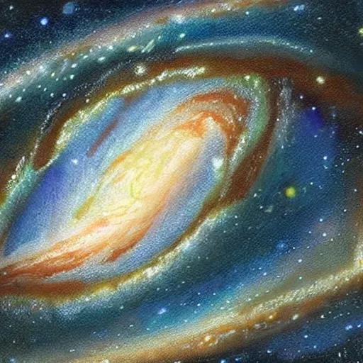 Image similar to a highly detailed photorealistic painting of the milky way galaxy reflecting off a human eye