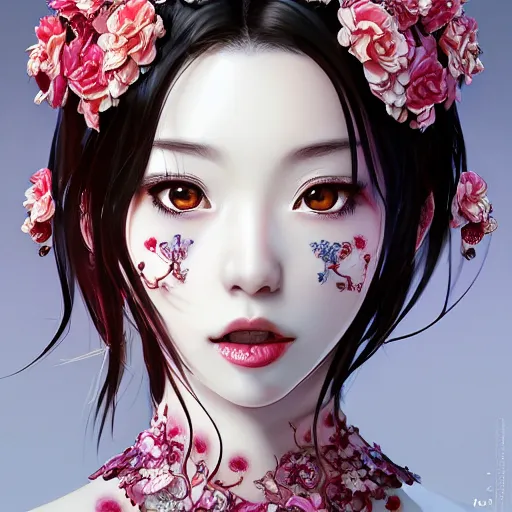 Prompt: the portrait of the absurdly beautiful, graceful, elegant, fashionable photorealistic anime gravure idol made of cherries and white petals with tears, an ultrafine hyperdetailed illustration by kim jung gi, irakli nadar, intricate linework, bright colors, octopath traveler, final fantasy, unreal engine highly rendered, global illumination, radiant light, detailed and intricate environment