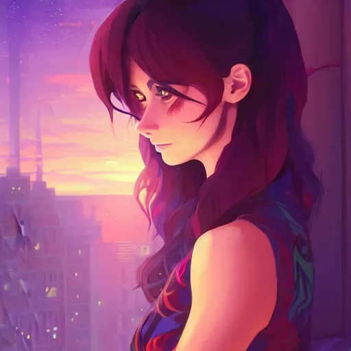 Prompt: a beautiful nina dobrev, nightime, apartment background, intricate, highly detailed, digital painting, artstation, official media, anime key visual, concept art, rich vivid colors, ambient lighting, sharp focus, illustration, art by Artgerm, Makoto Shinkai, Ilya Kuvshinov, Lois Van Baarle, and Rossdraws