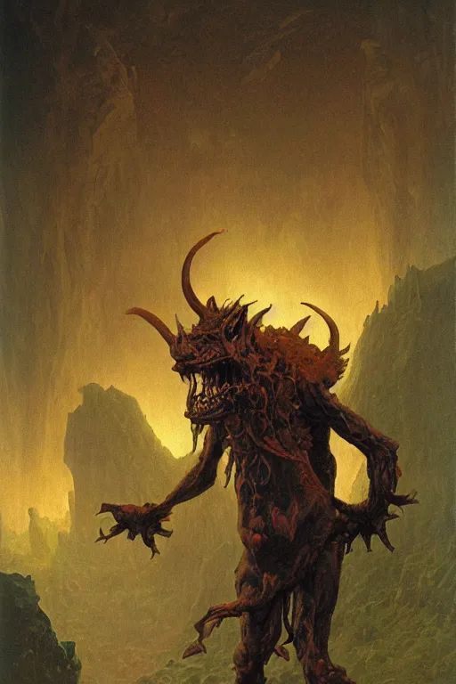 Image similar to a dnd goblin, realistic oil painting by Thomas Cole and Wayne Barlowe