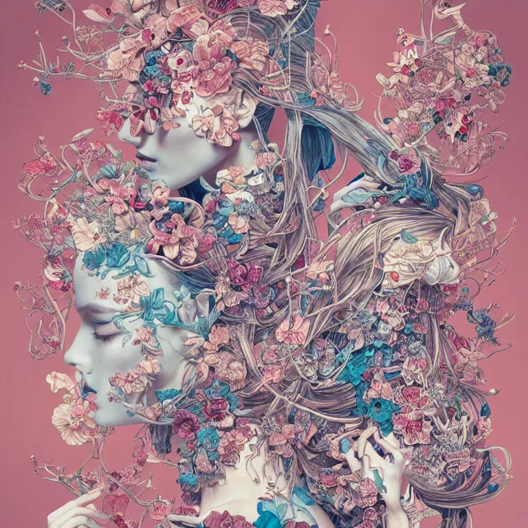 Image similar to fragrance advertising campaign by james jean, highly detailed, intricate, very beautiful