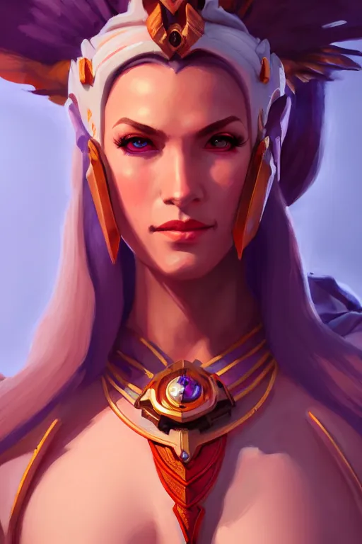 Prompt: potrait of a beatiful, pretty, kind female high priestess, in gouache detailed painting, arcane, overwatch, d & d, intricate, muscular, highly detailed, digital painting, artstation, concept art, smooth, sharp focus, illustration, 8 k