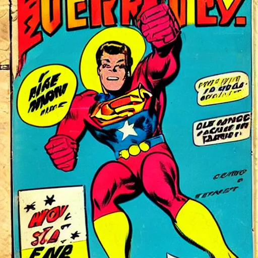 Prompt: a vintage comic cover of a super hero designed by Jack Kirby