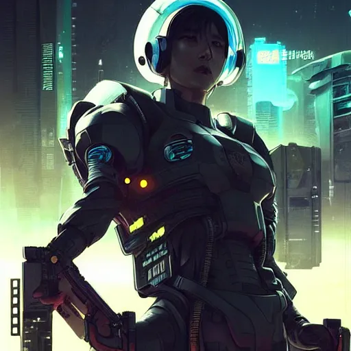 Image similar to Cyberpunk, sci-fi space game art, jeon Jungkook holding a gun. alien planet art by Akihito Yoshitomi AND Yoji Shinkawa AND Greg Rutkowski, Mark Arian trending on artstation