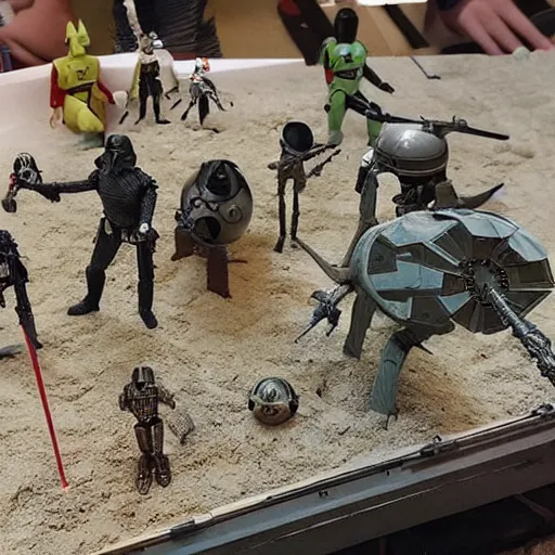 Prompt: “Star wars movie scene diorama made with action figures”