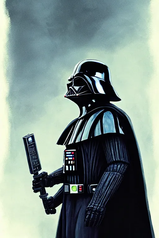 Image similar to darth vader from sideview with large shoulders, armor, ethereal horror fantasy art by greg rutkowski and magali villanueve and monet con