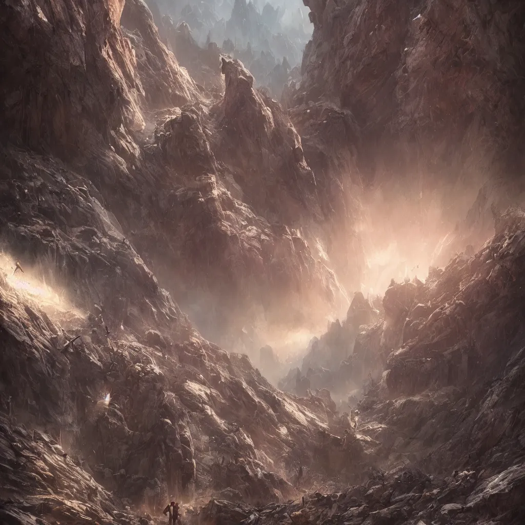 Image similar to a detailed portrait of a giant mechanical humanoid buried half way in the mountains by Greg Rutkowski, Sung Choi, Mitchell Mohrhauser, Maciej Kuciara, Johnson Ting, Maxim Verehin, Peter Konig, final fantasy, Marco lense , 8k photorealistic, cinematic lighting, HD, high details, atmospheric , trending on artstation