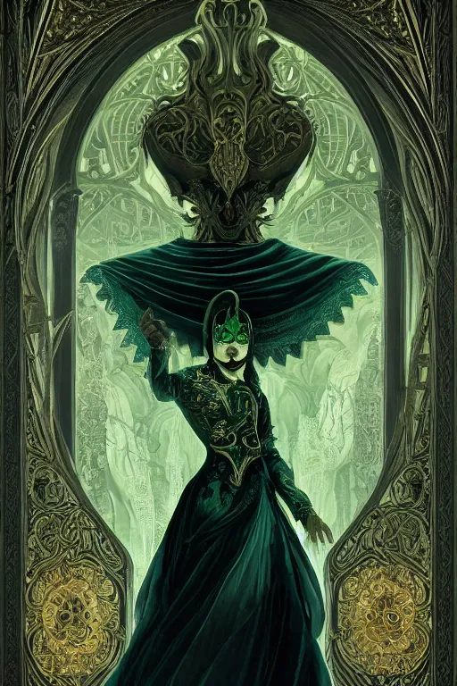 Prompt: portrait of Absinthe failry, in style of Doom, in style of Midjourney, insanely detailed and intricate, golden ratio, elegant, ornate, female ephemeral beauty, elite, ominous, haunting, matte painting, cinematic, art nouveau, cgsociety, James jean, Noah Bradley, Darius Zawadzki, Greg Rutkowski, vivid and vibrant