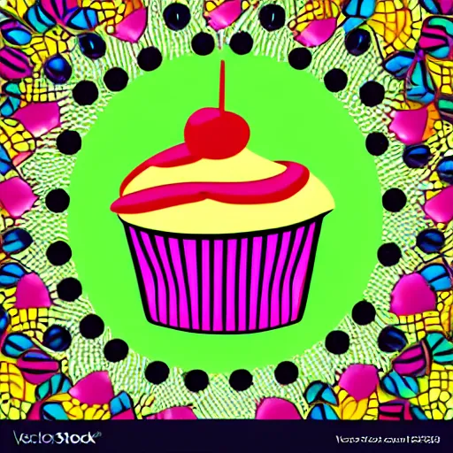 Image similar to colourful cupcake, vector style, no background