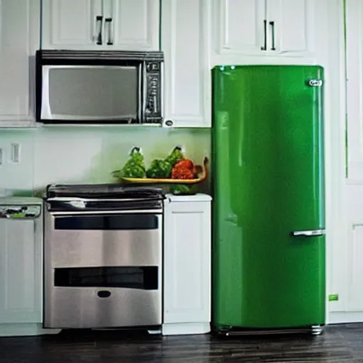 Image similar to green refrigerator floating