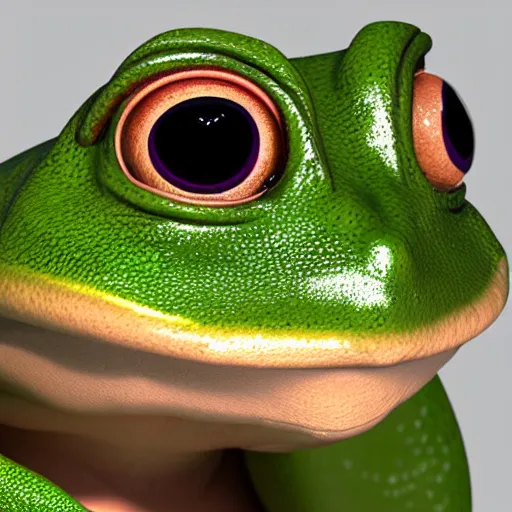 Prompt: 3 d render of a frog head