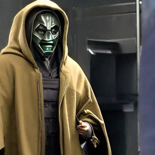 Image similar to giancarlo esposito as doctor doom, marvel movie set photo