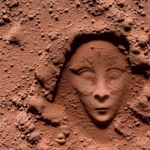 Image similar to faint virgin mary face outline in mars soil