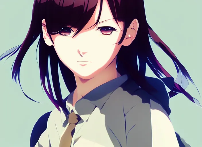 Image similar to anime visual, full body illustration a young woman in a fight at school, handsome face by ilya kuvshinov, yoshinari yoh, makoto shinkai, katsura masakazu, dynamic perspective pose, detailed facial features, kyoani, rounded eyes, crisp and sharp, cel shad, anime poster, ambient light,