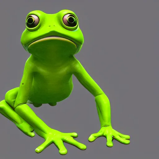 Prompt: a sadge - sad - pepe - the - frog - jedi - master, looking more depressed than usual, quivering lips, fists in the air, sweat flying, cgi render, zbrush, octane, keyshot render