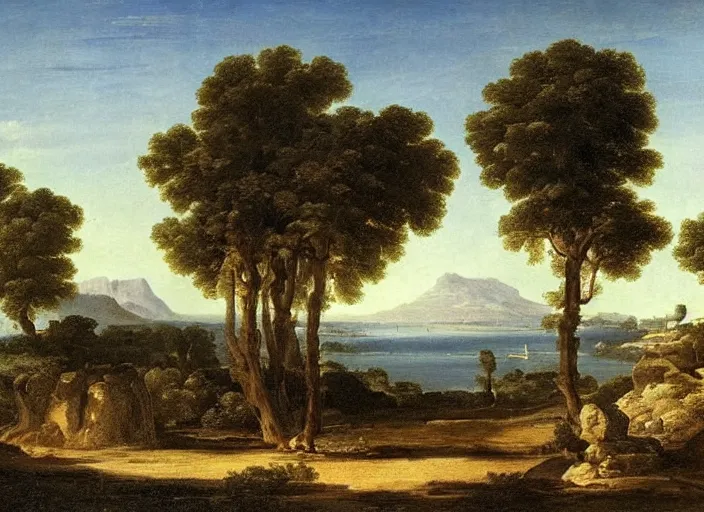 Image similar to highly detailed landscape of the african velt, beautiful, bright atmosphere : claude lorrain